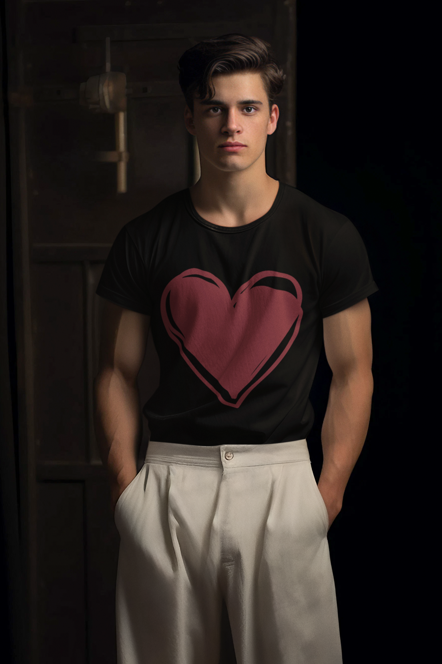 Black Unisex Big Heart T-shirt