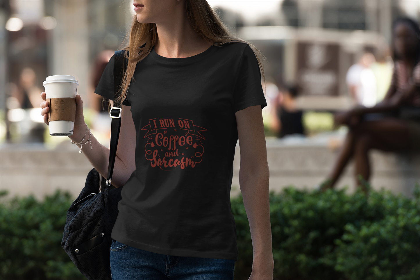 Black “Coffee and Sarcasm” Women's T-Shirt