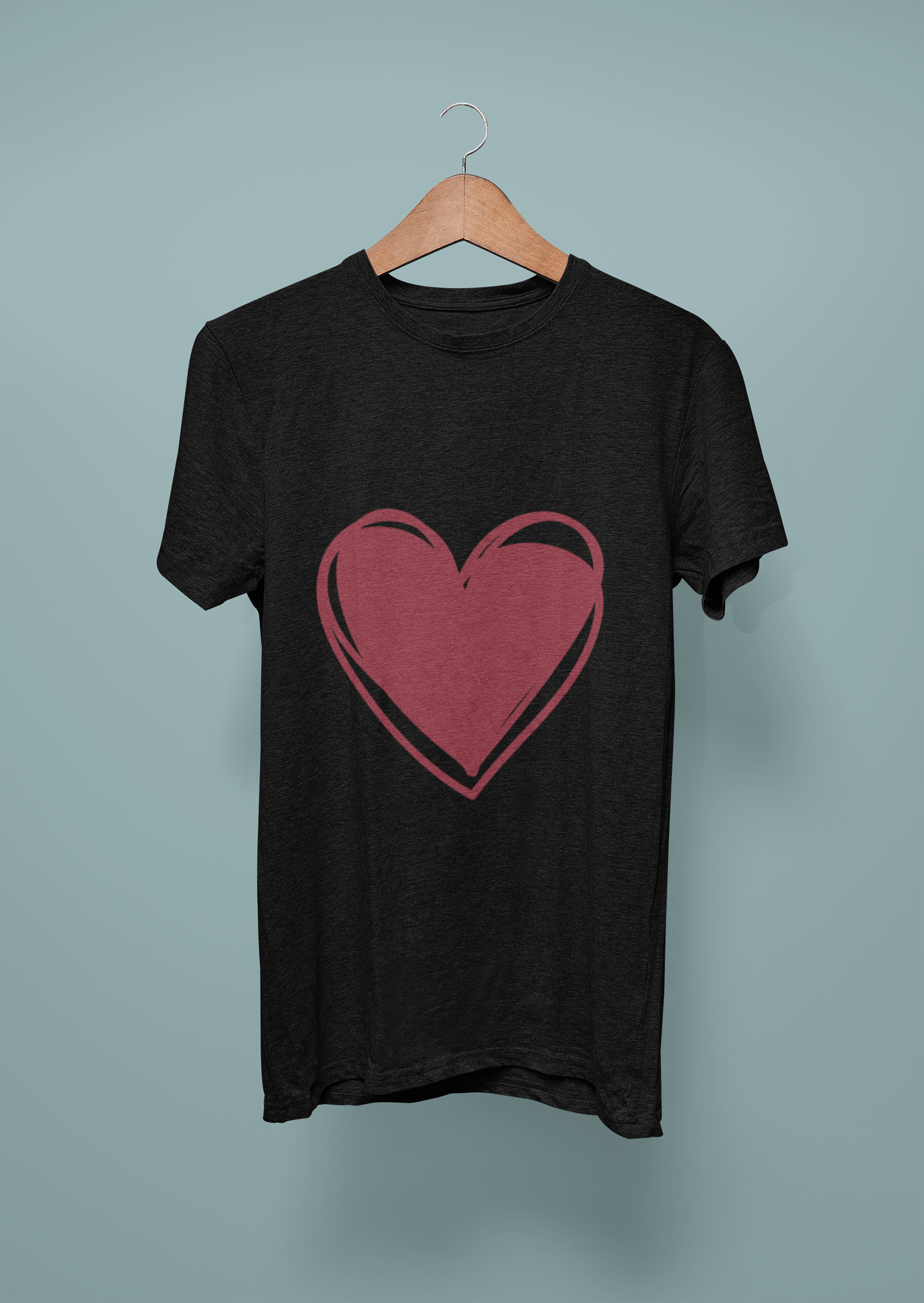Black Unisex Big Heart T-shirt