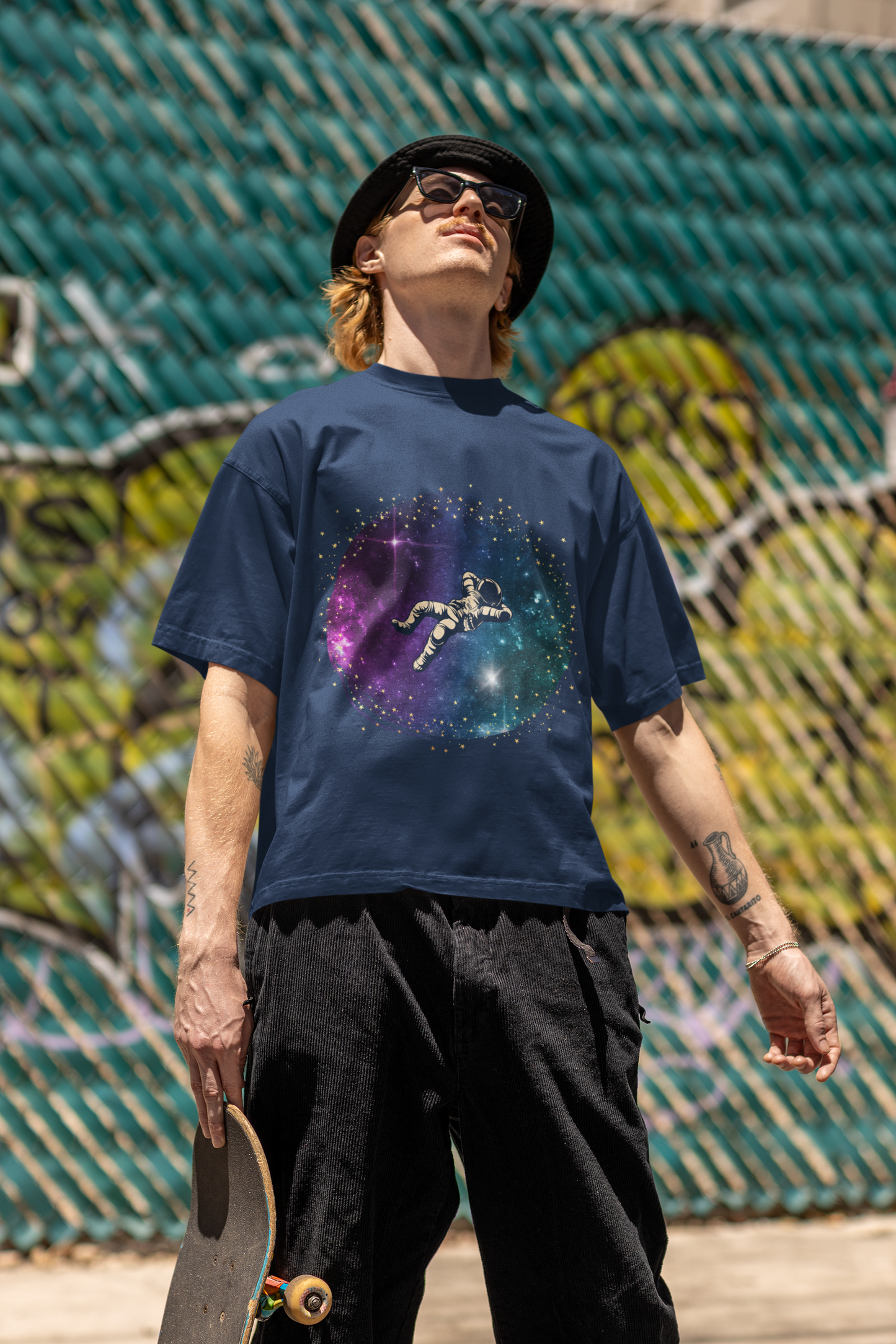 Navy Blue Oversized Space T-shirt