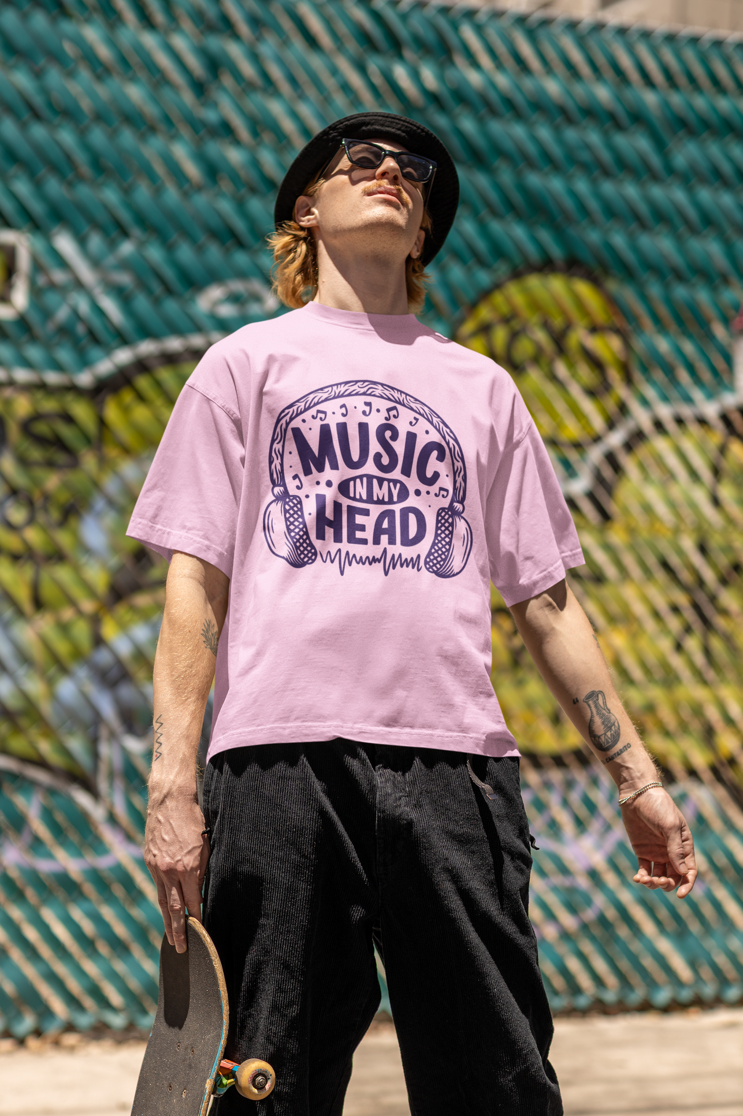 Pink "Music in my Head" Oversized T-shirt