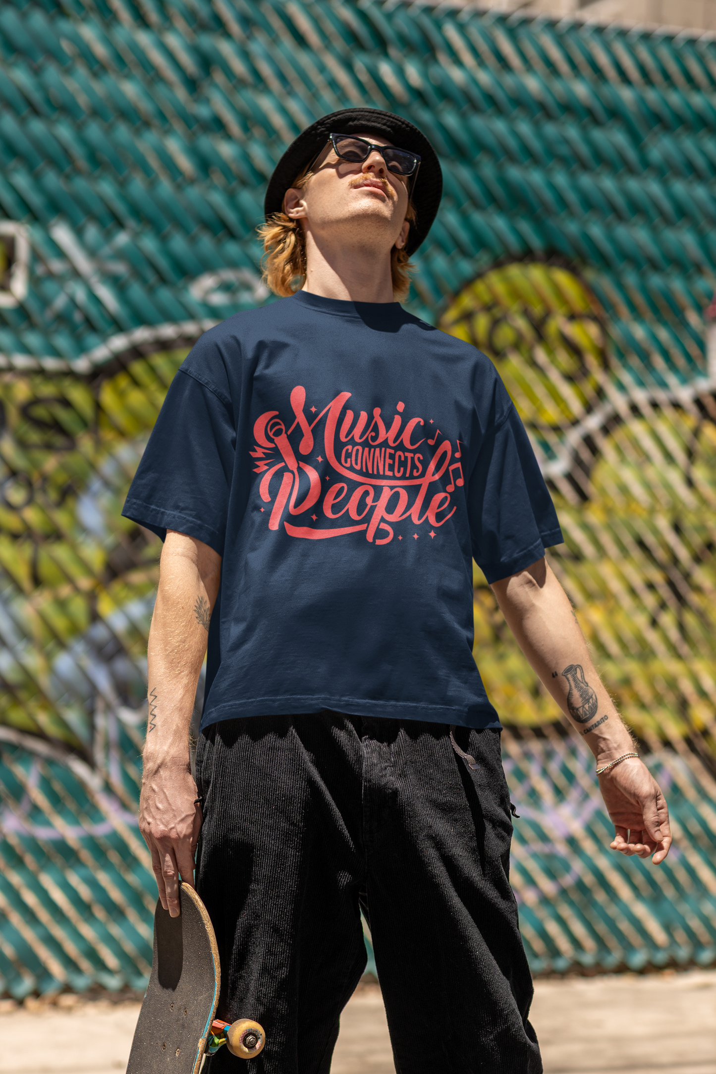 Navy Blue Music Oversized T-shirt