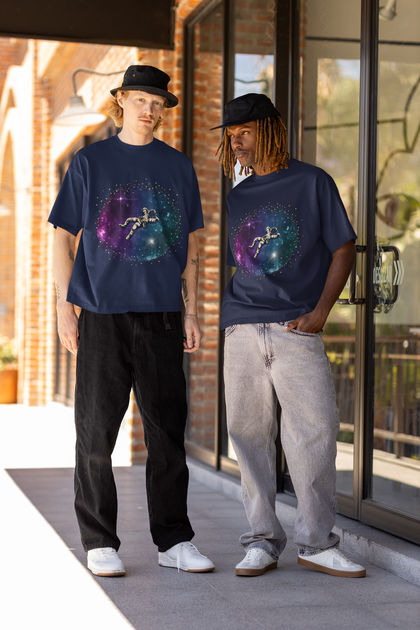 Navy Blue Oversized Space T-shirt