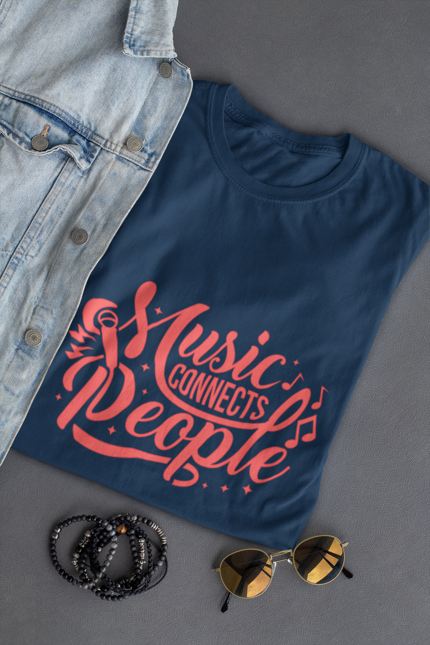 Navy Blue Music Oversized T-shirt