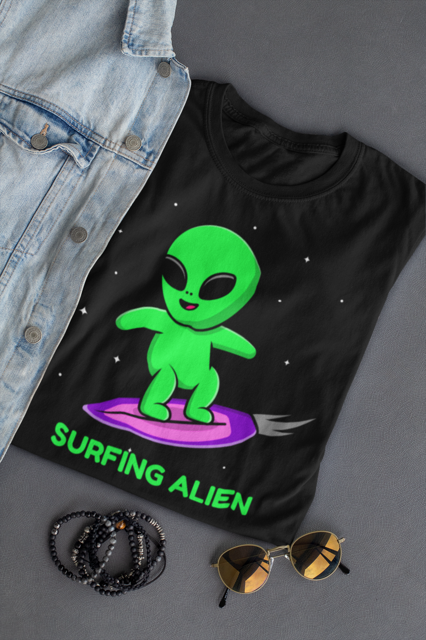 Black Alien Printed T-Shirt