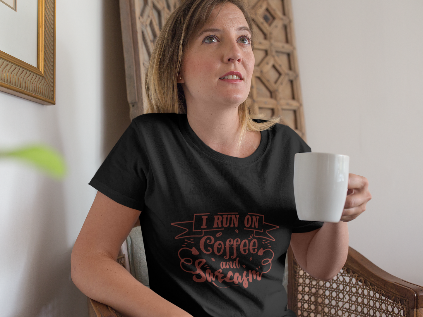 Black “Coffee and Sarcasm” Women's T-Shirt