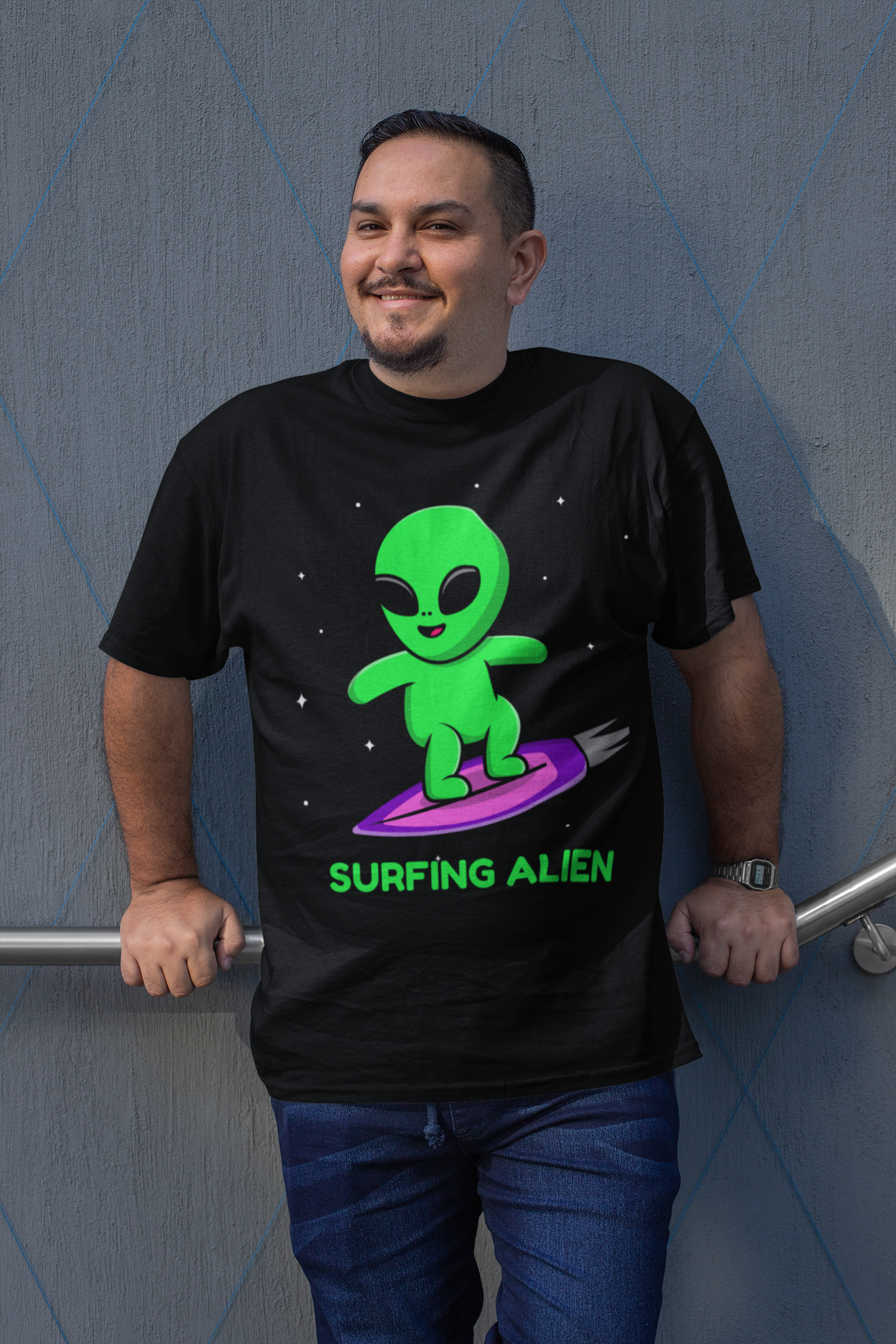 Black Alien Printed T-Shirt