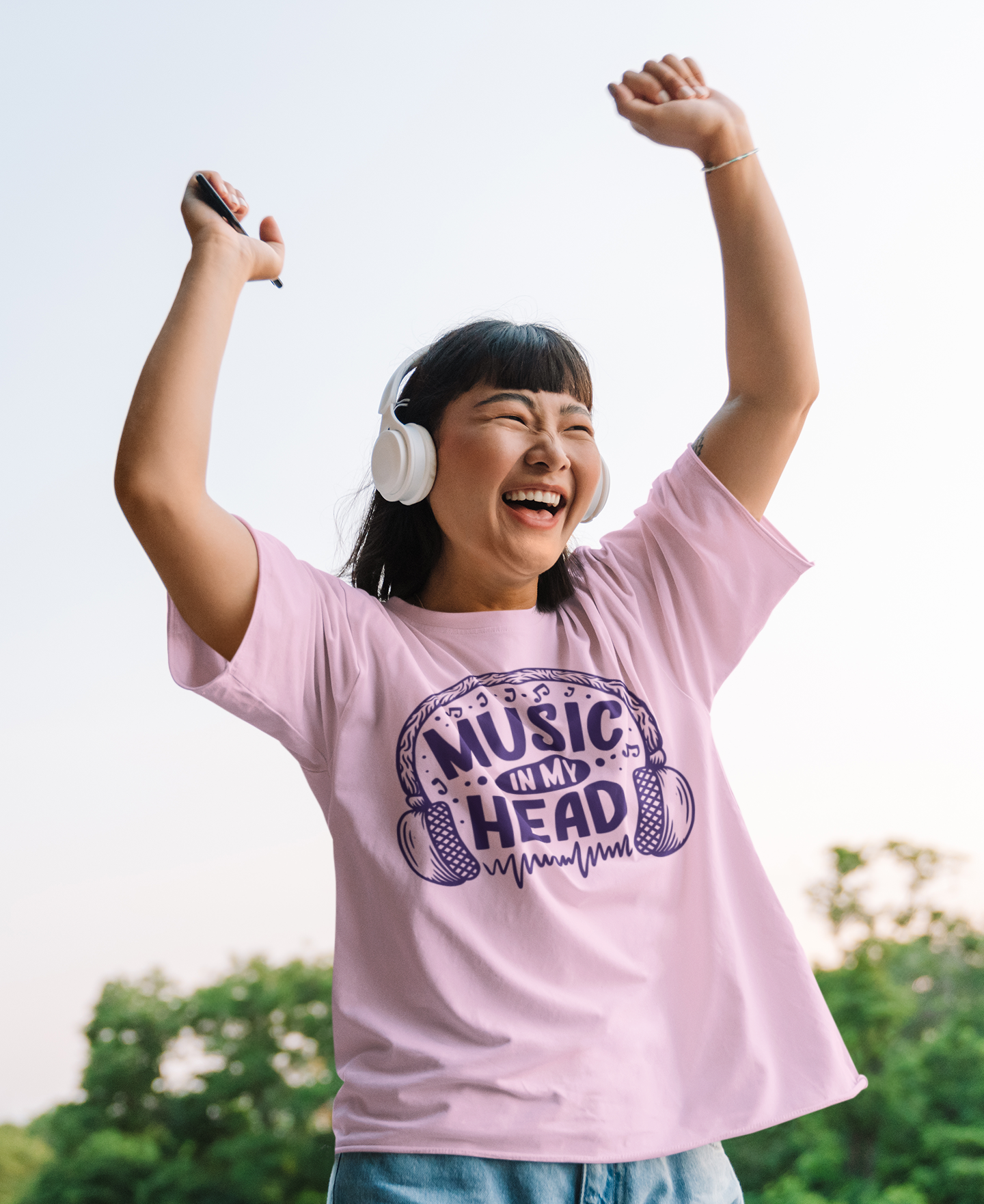 Pink "Music in my Head" Oversized T-shirt