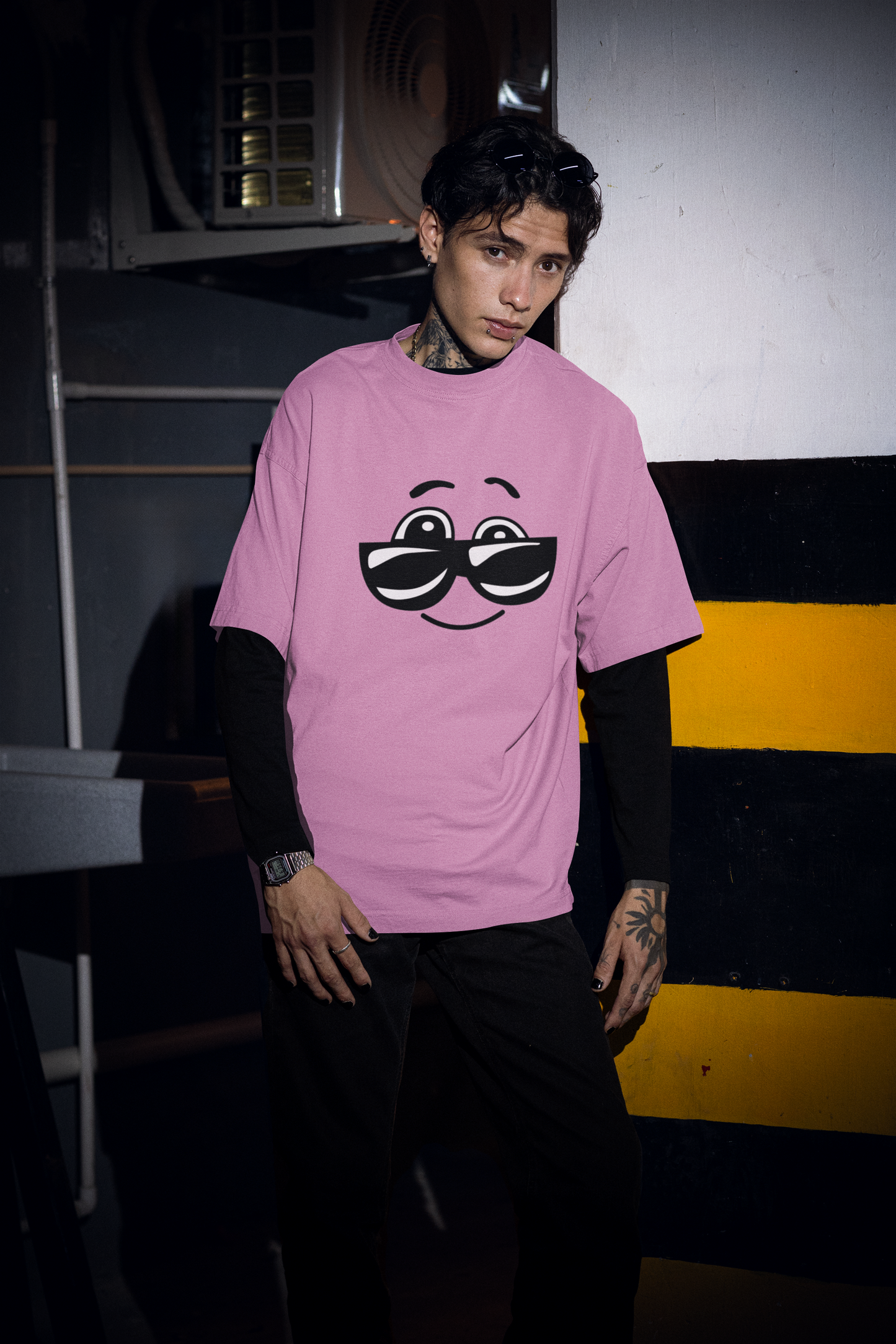 Pink Oversized Smiley T-shirt
