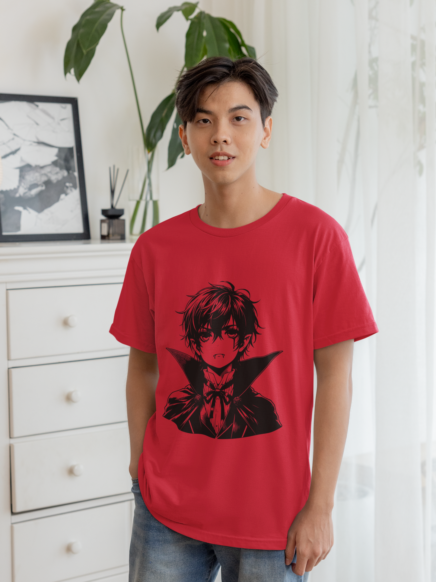Red Anime Oversized T-shirt