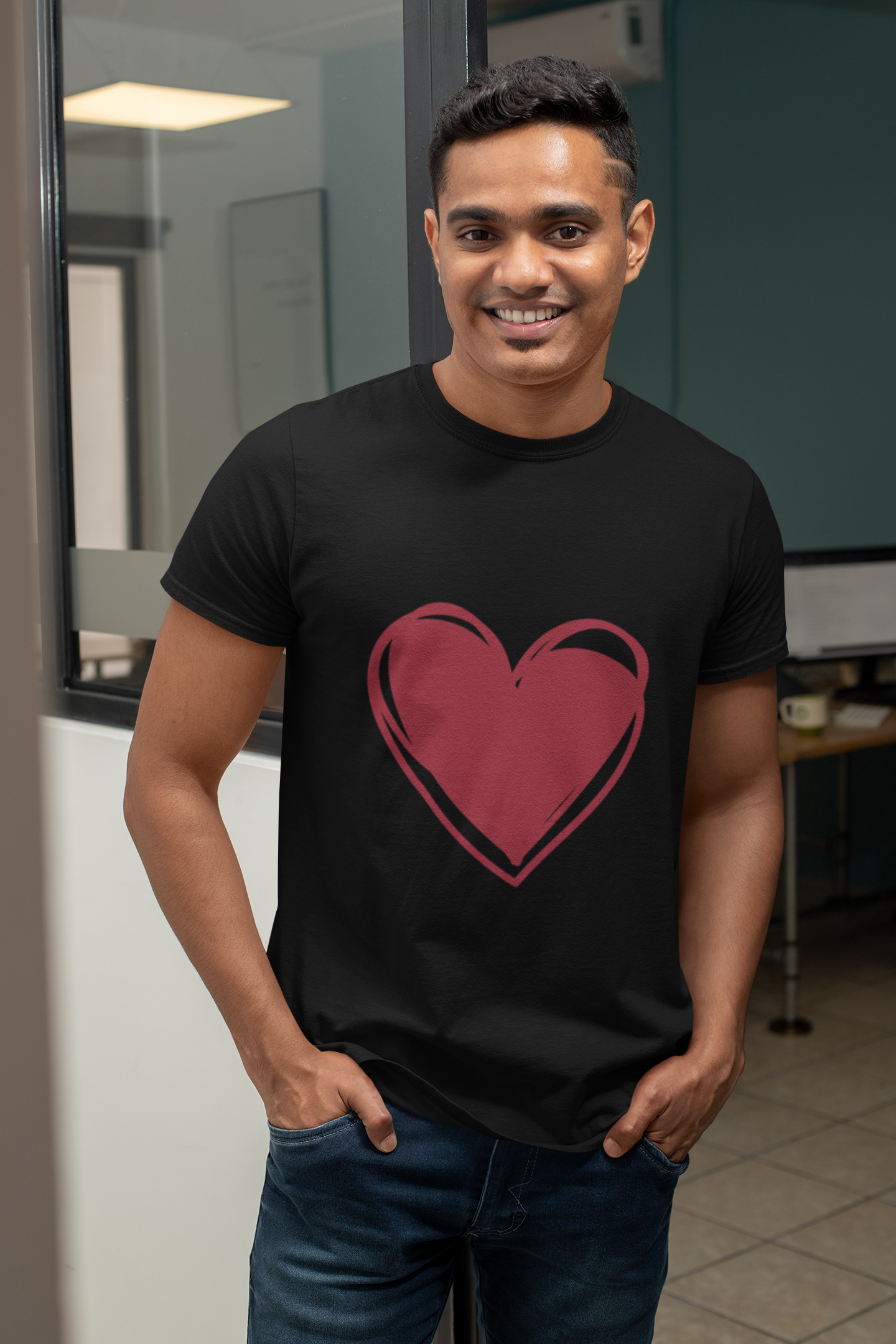 Black Unisex Big Heart T-shirt