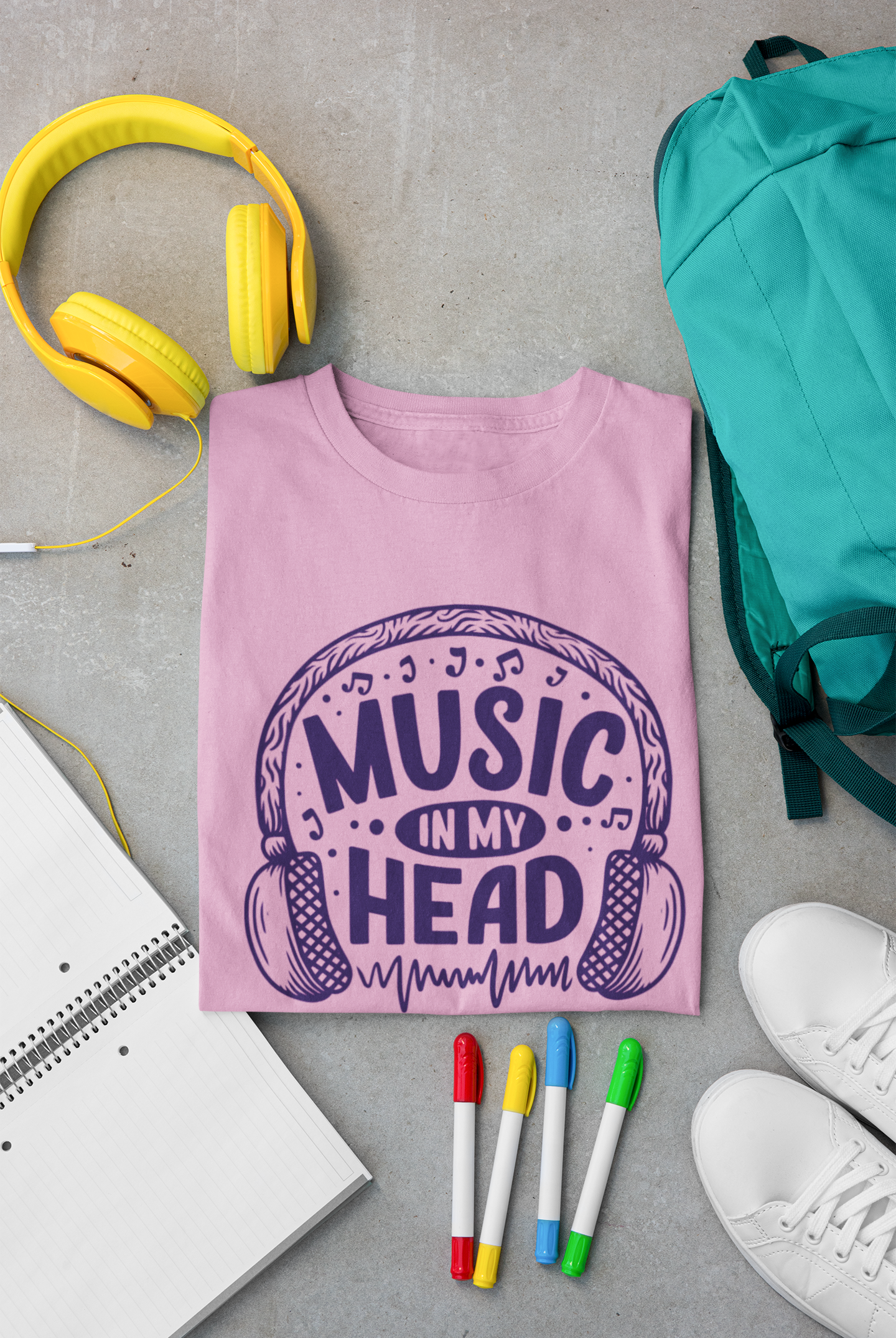 Pink "Music in my Head" Oversized T-shirt