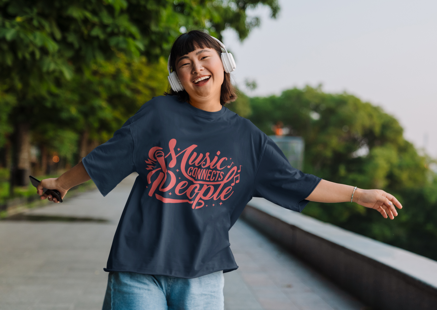 Navy Blue Music Oversized T-shirt