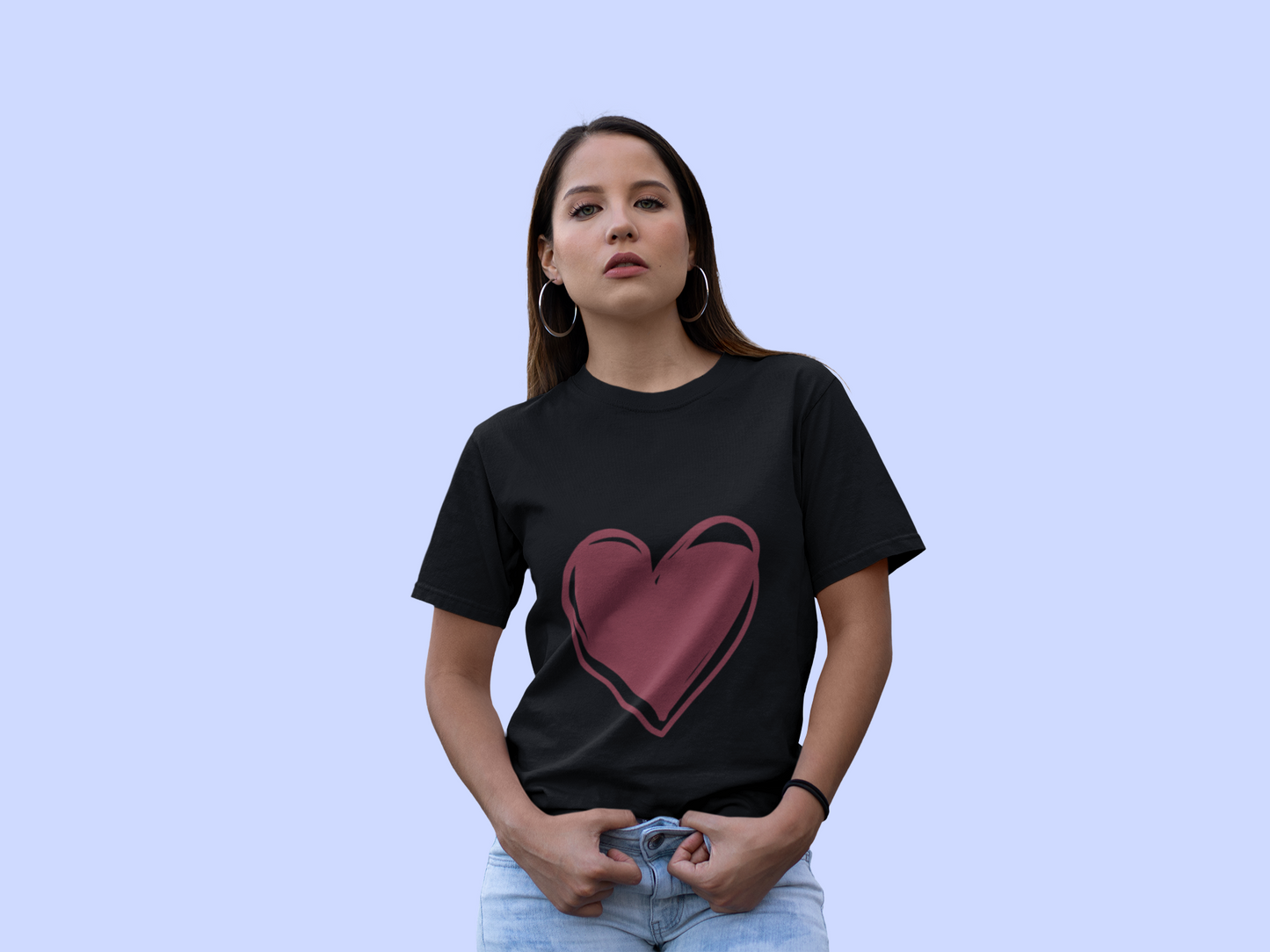 Black Unisex Big Heart T-shirt
