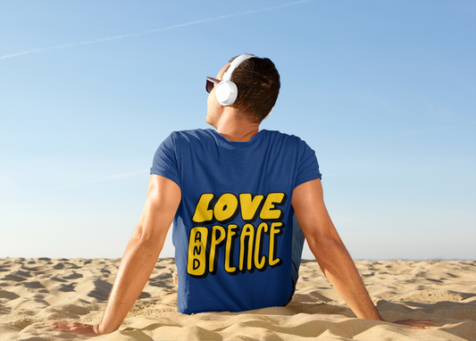 Royal blue Love and Peace Unisex T-Shirt