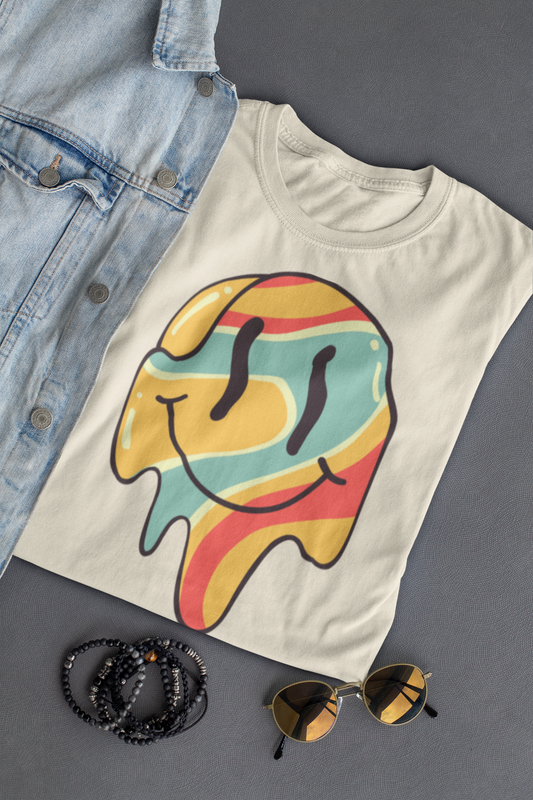 Cream Meltdown Smiley Oversized T-Shirt