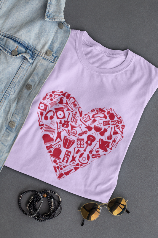 Lavender Musical Heart Oversized T-shirt