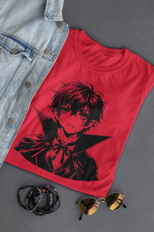 Red Anime Oversized T-shirt