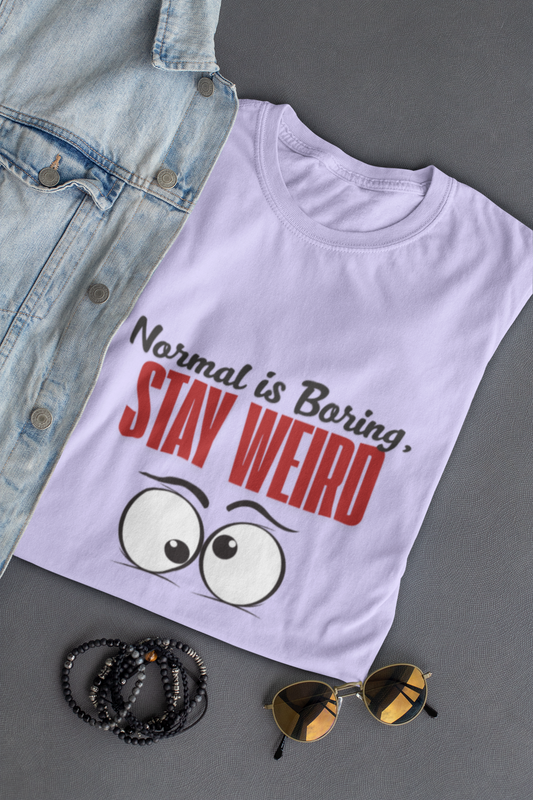 Lavender Stay Weird – Quirky Eyes Graphic T-Shirt
