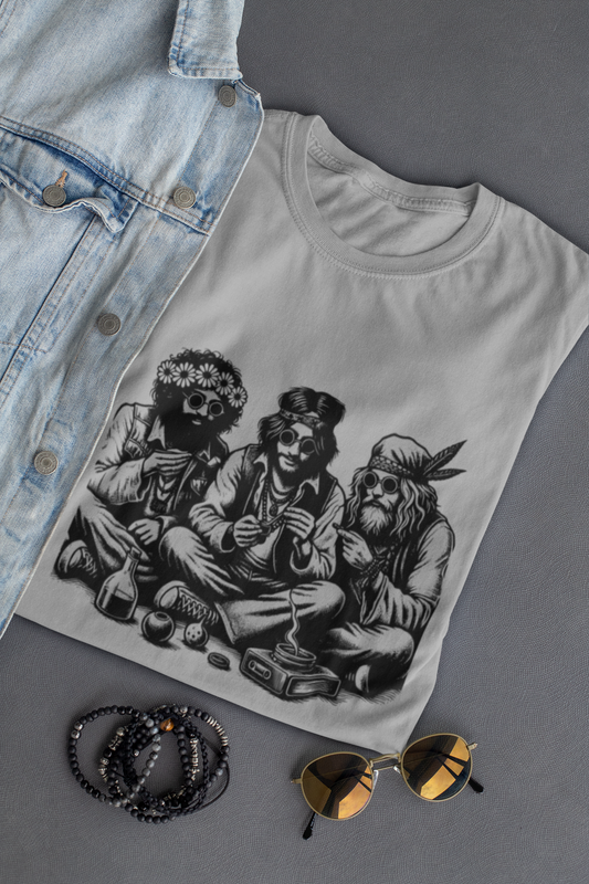 Grey Retro Hippie T-shirt