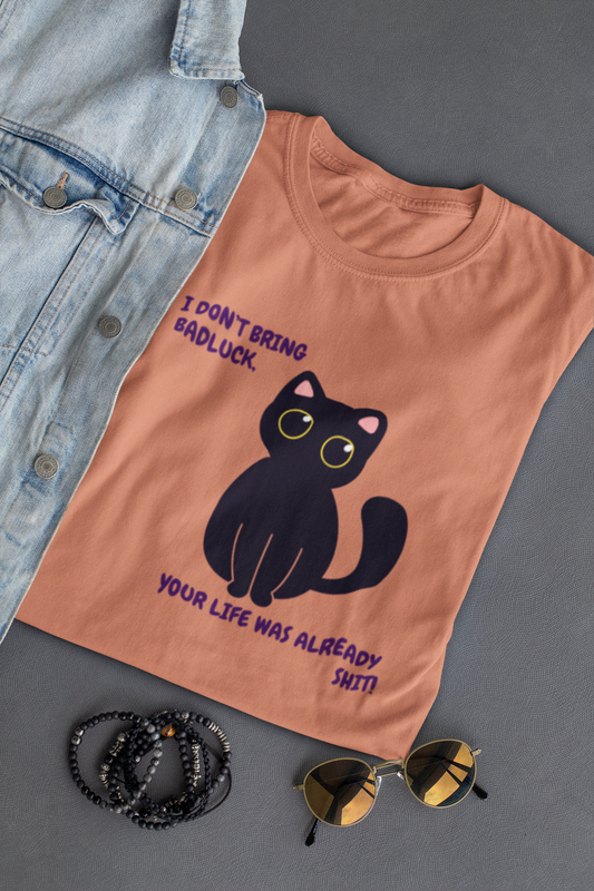 Coral Black Cat Oversized T-shirt
