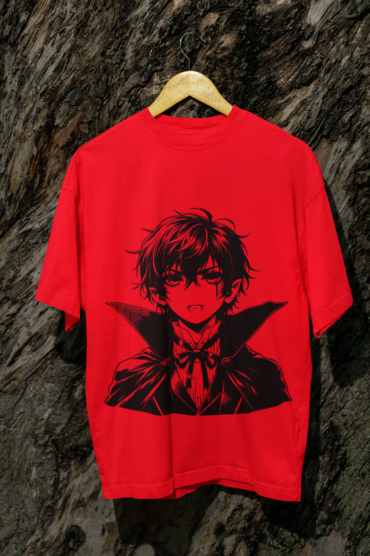 Red Anime Oversized T-shirt