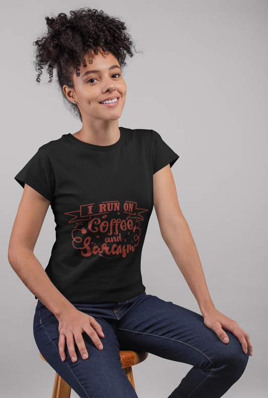 Black “Coffee and Sarcasm” Women's T-Shirt