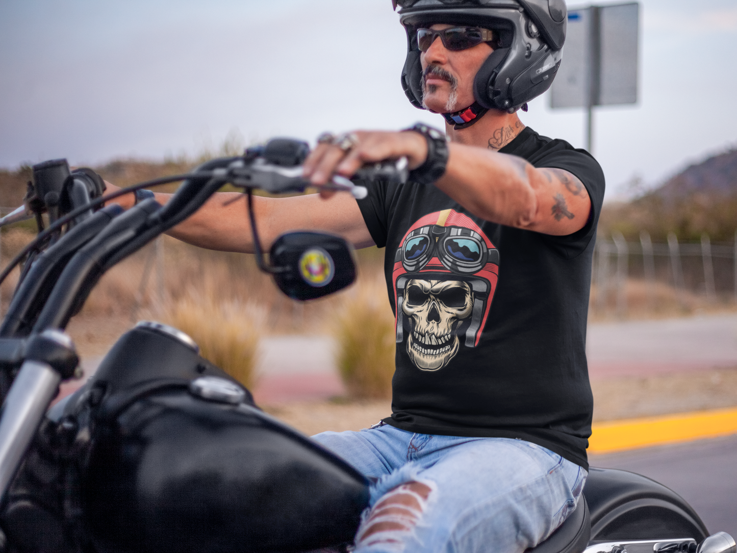 Skull Biker Black T-shirt