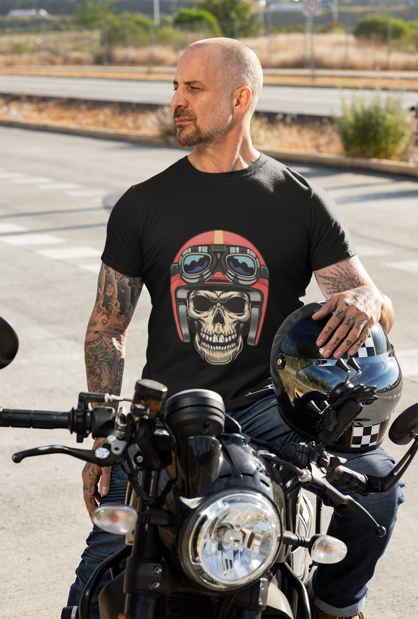 Skull Biker Black T-shirt
