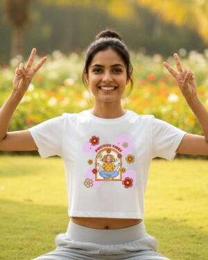 Positive Vibes | White | Vichitra Crop tops