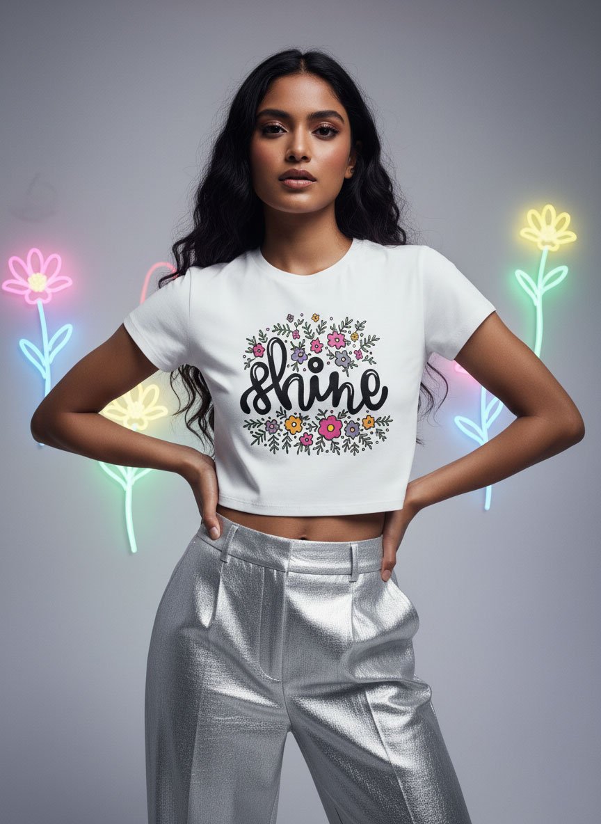 Shine | White | Vichitra Crop tops