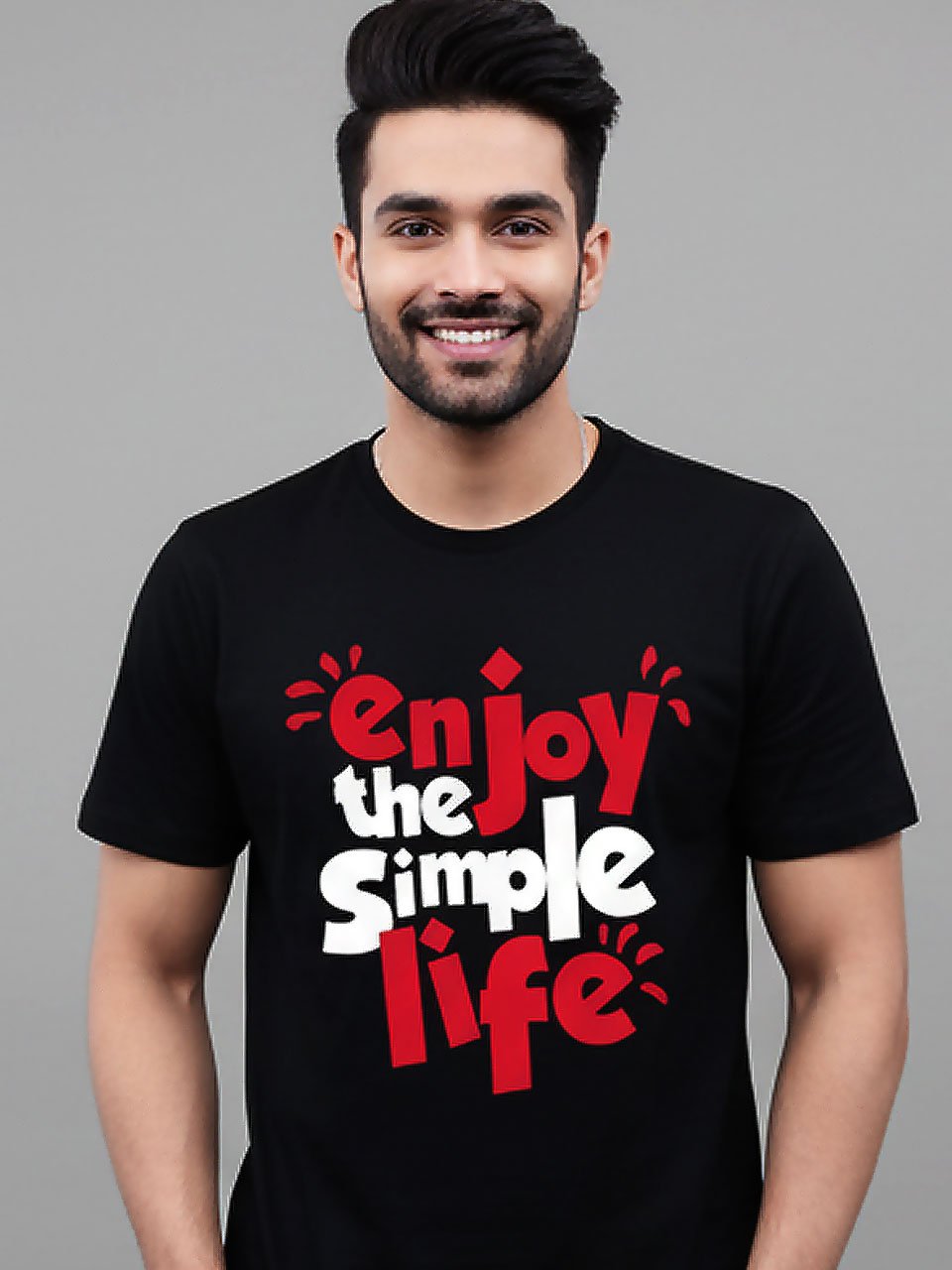 Enjoy the simple life | Vichitra | Men Round Neak T-Shirts - Image 2
