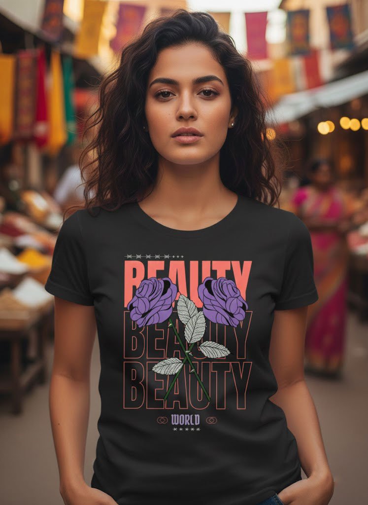 BEAUTY | Women Round Neak Vichitra T-Shirt