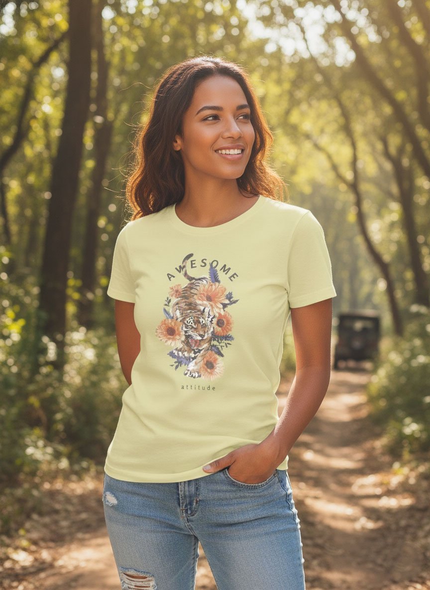 Awesome attitude | Women Round Neak Vichitra T-Shirt
