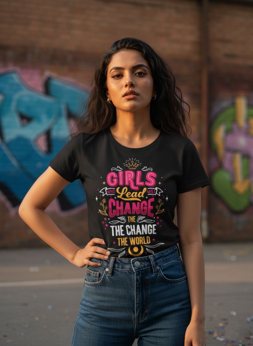 Girl Lead | Women Round Neak Vichitra T-Shirt