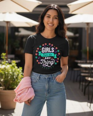 Girls can do anything | Women Round Neak Vichitra T-Shirt