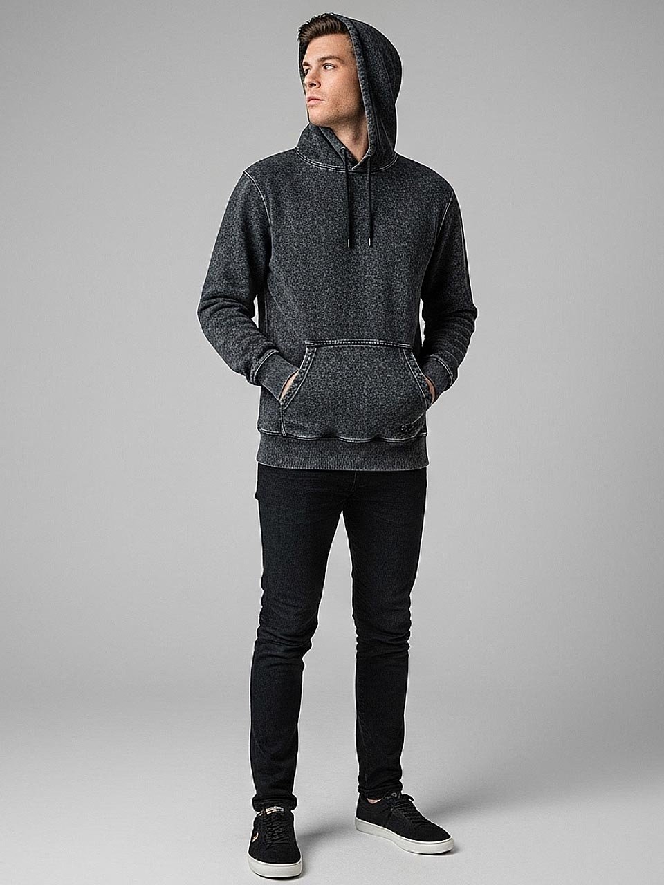Black | Vintage Acid Wash Hoodie – Classic, Cozy & Timeless Style