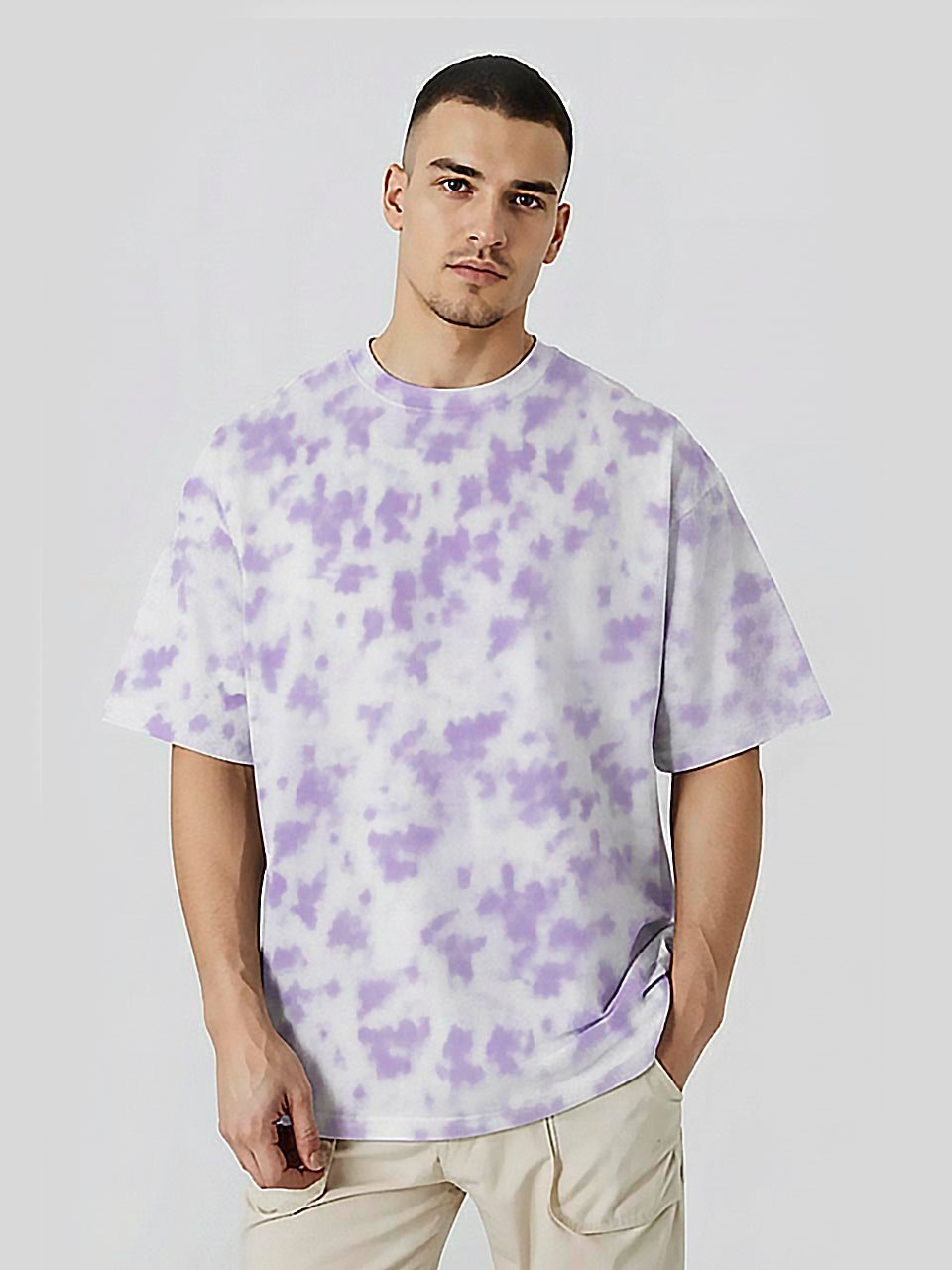 Pastel Dream | Lavender – White | Men’s Tie Dye Oversized T-Shirt