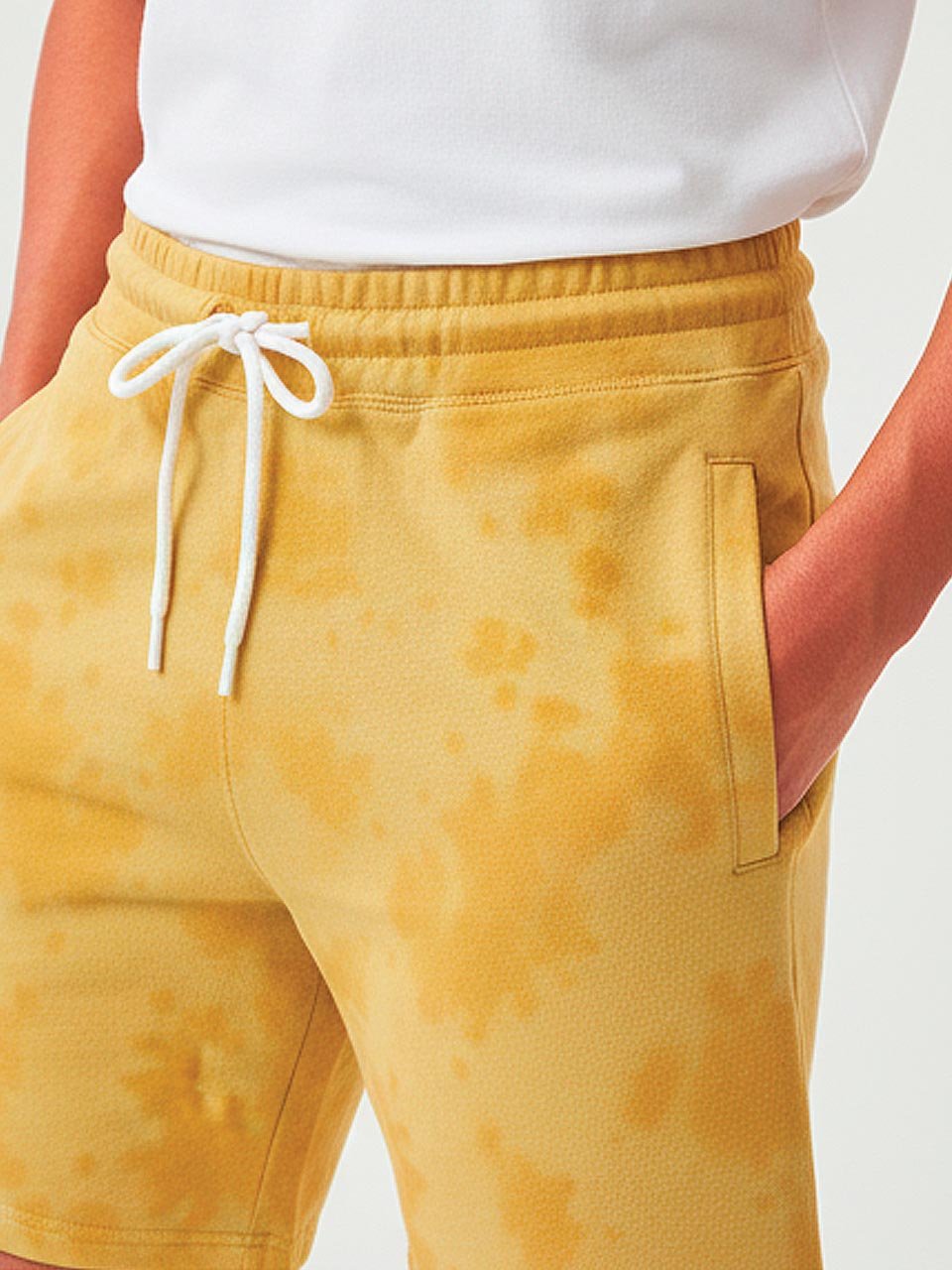 Men’s Tie-Dye Half Pants – Yellow | Relaxed Streetwear Fit