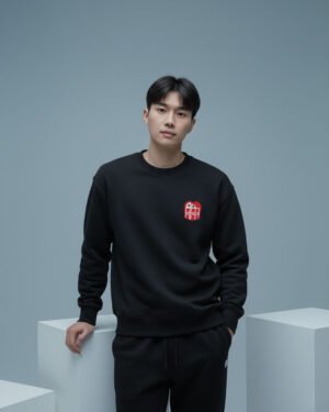 Vichitra Heart Embroidered Men's Sweatshirt | Black
