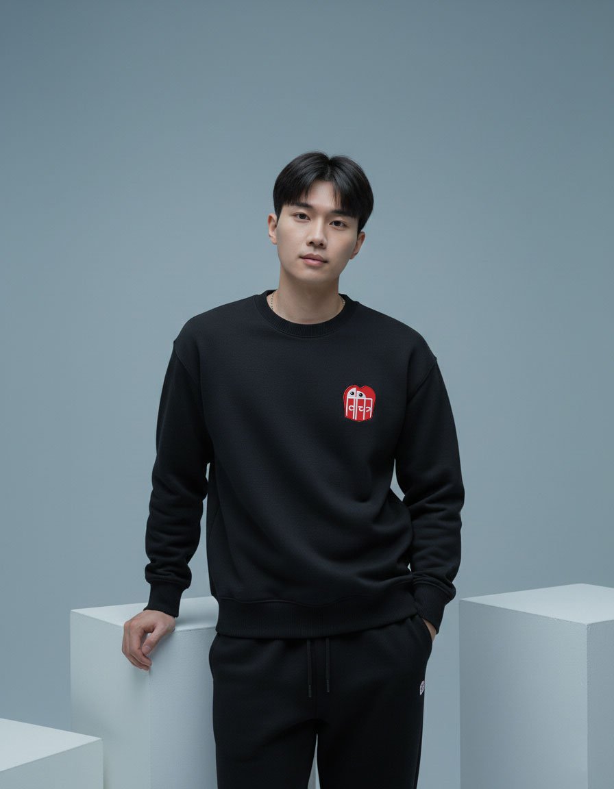 Vichitra Heart Embroidered Men's Sweatshirt | Black