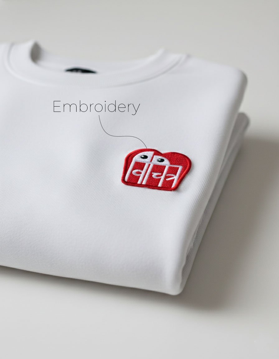Vichitra Heart Embroidered Men's Sweatshirt | White - Image 3