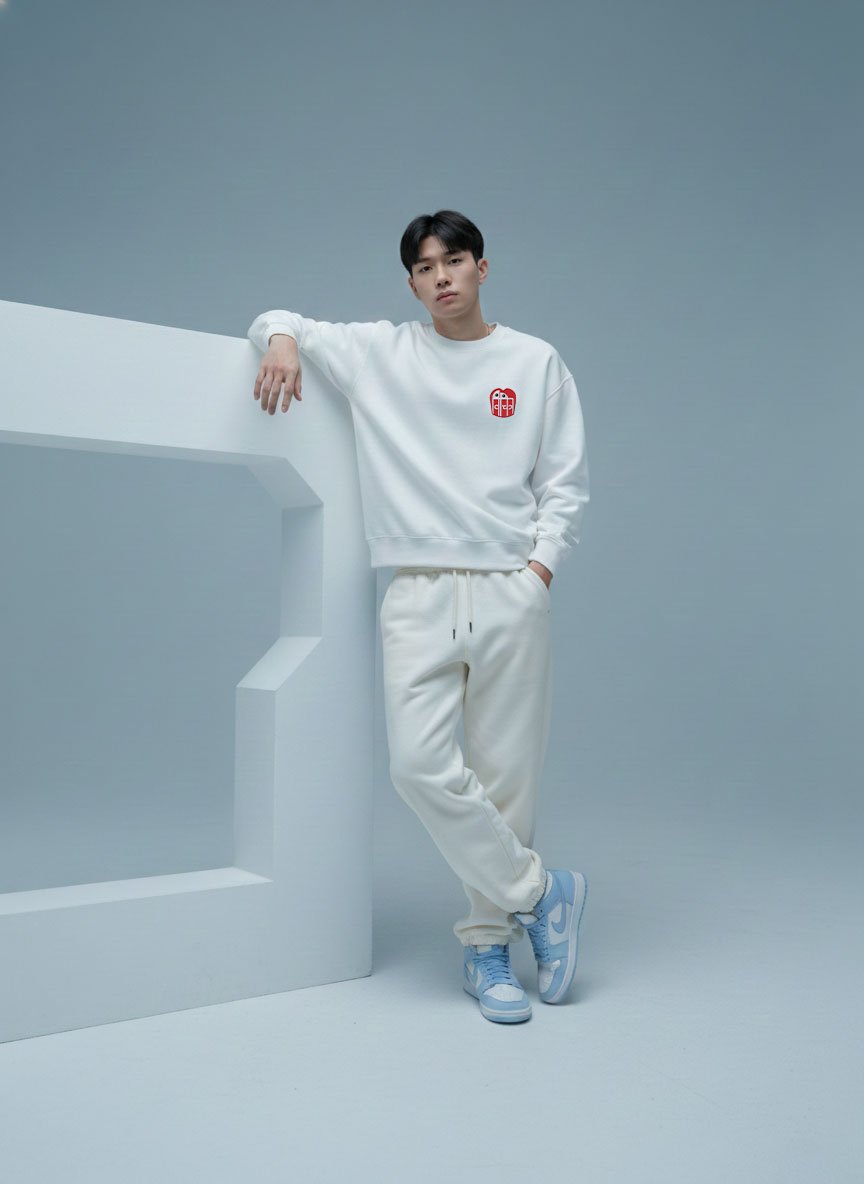 Vichitra Heart Embroidered Men's Sweatshirt | White - Image 2