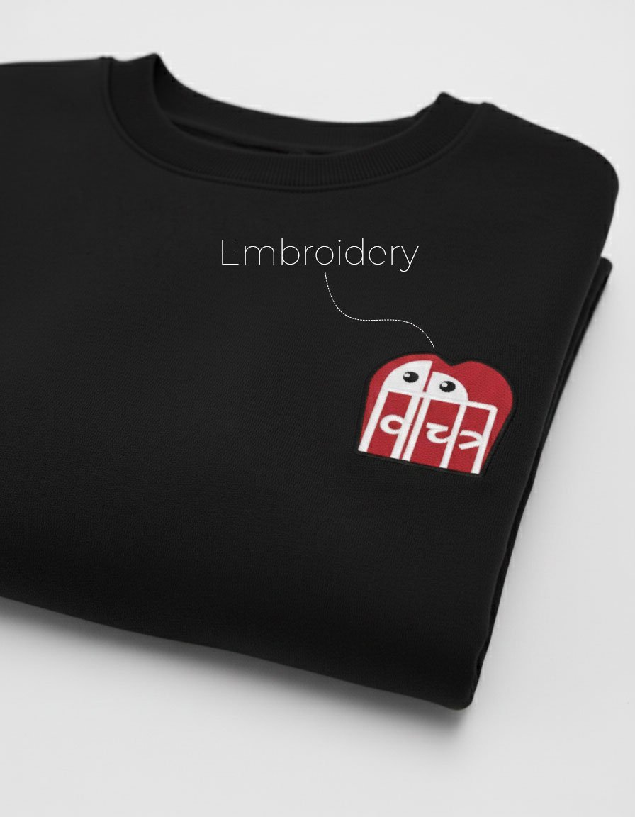 Vichitra Heart Embroidered Men's Sweatshirt | Black - Image 3